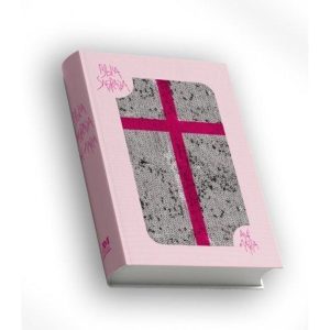 BÍBLIA SAGRADA COM LANTEJOULA - ROSA