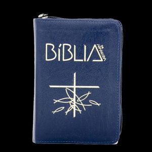 Bíblia de Aparecida bolso zíper azul